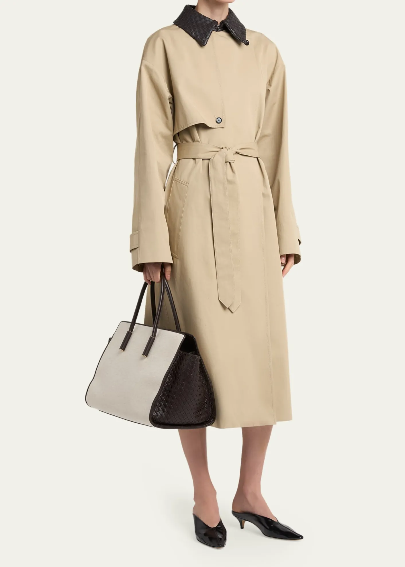 Bottega VenetaBarbara Medium Canvas and Leather Tote Bag