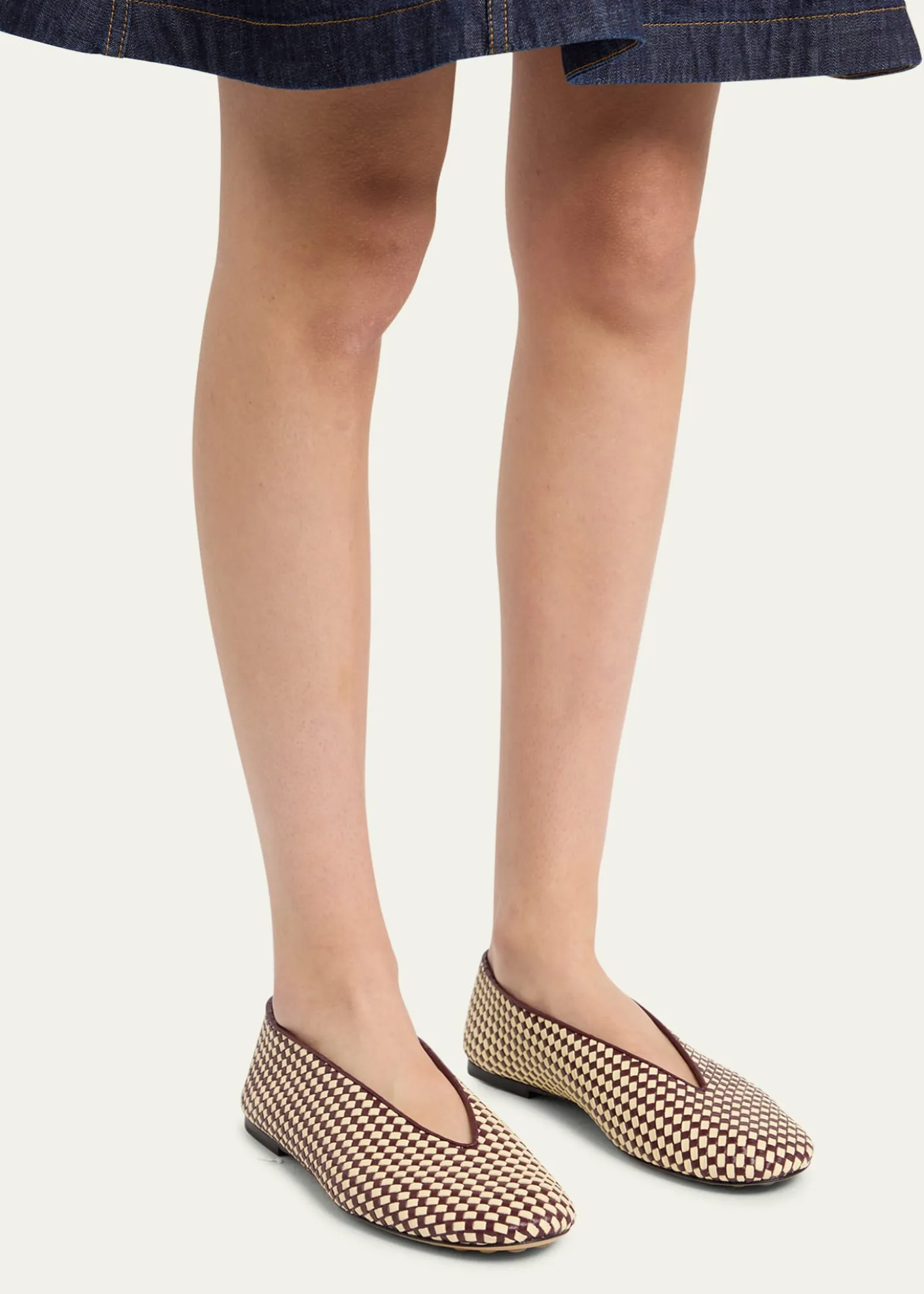 Bottega VenetaBicolor Woven Nappa Leather Ballerina Flats