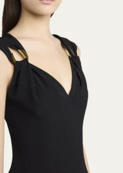Bottega VenetaBuckle Sleeveless Grainy Viscose Linen Dress