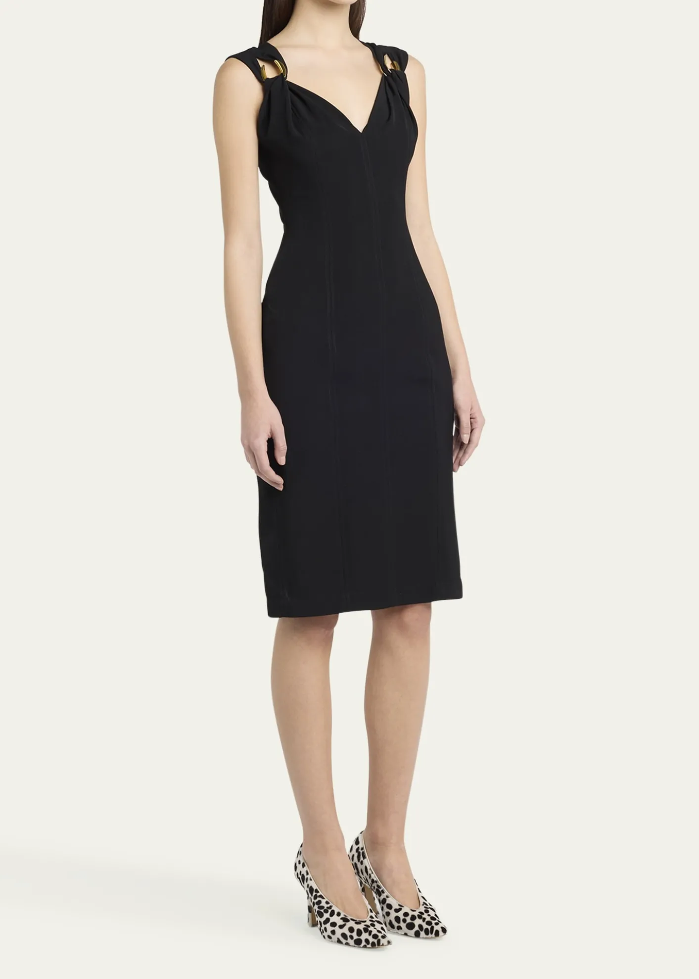 Bottega VenetaBuckle Sleeveless Grainy Viscose Linen Dress