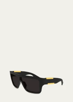 Bottega VenetaBV1451S-001 Acetate Rectangle Sunglasses