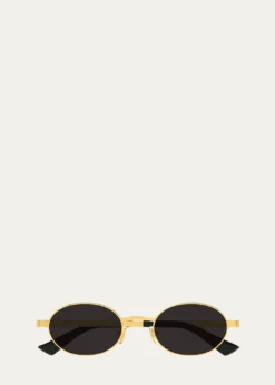 Bottega VenetaBv1470S Golden Metal Oval Sunglasses