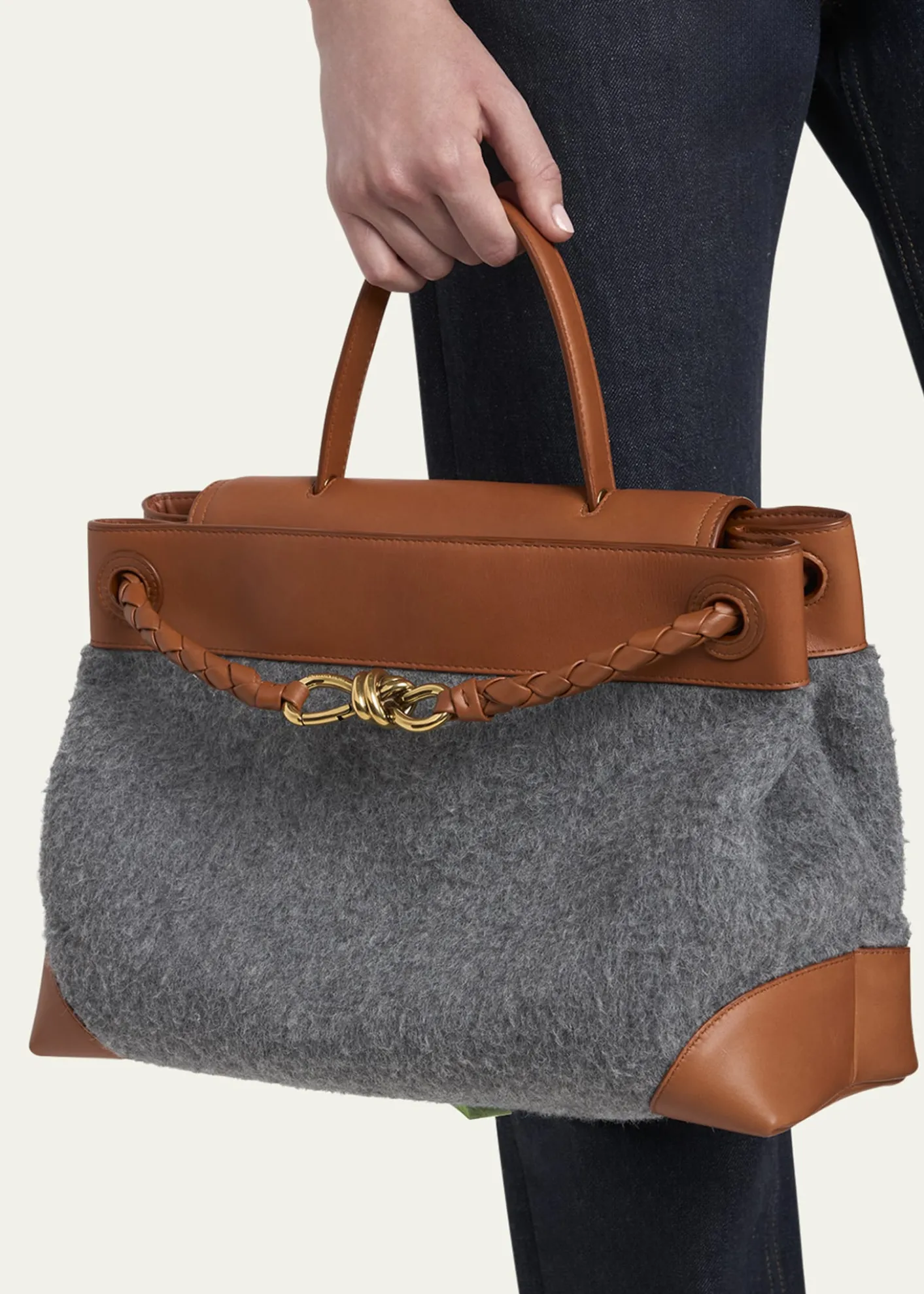 Bottega VenetaCiao Ciao Medium Felt & Leather Top-Handle Bag
