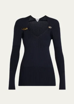 Bottega VenetaClaw Embellished Cashmere-Silk Rib Sweater