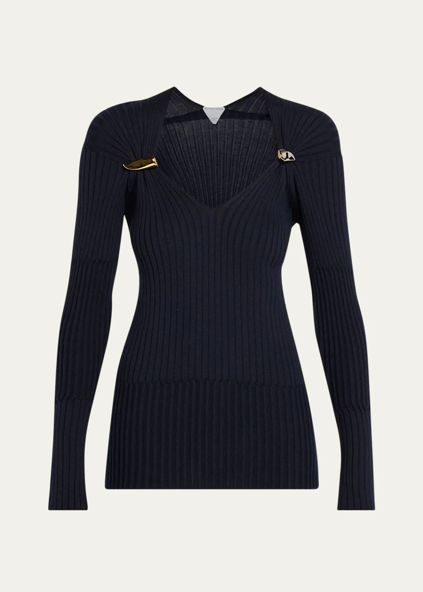 Bottega VenetaClaw Embellished Cashmere-Silk Rib Sweater
