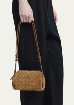 Bottega VenetaConcert Pouch Intrecciato Suede Crossbody Bag