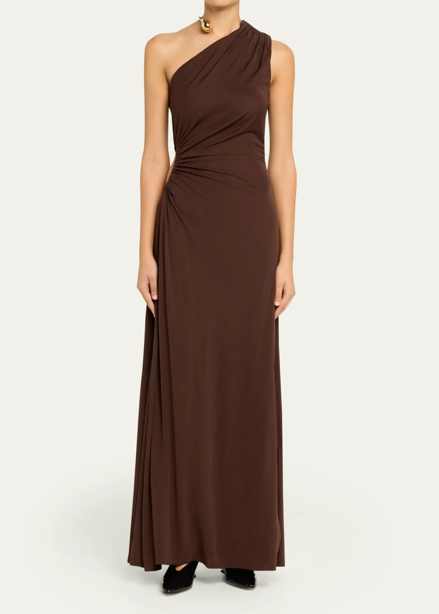 Bottega VenetaCrepe Viscose Jersey One-Shoulder Dress