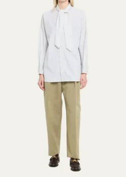 Bottega VenetaDouble-Pleated Wool Straight-Leg Trousers