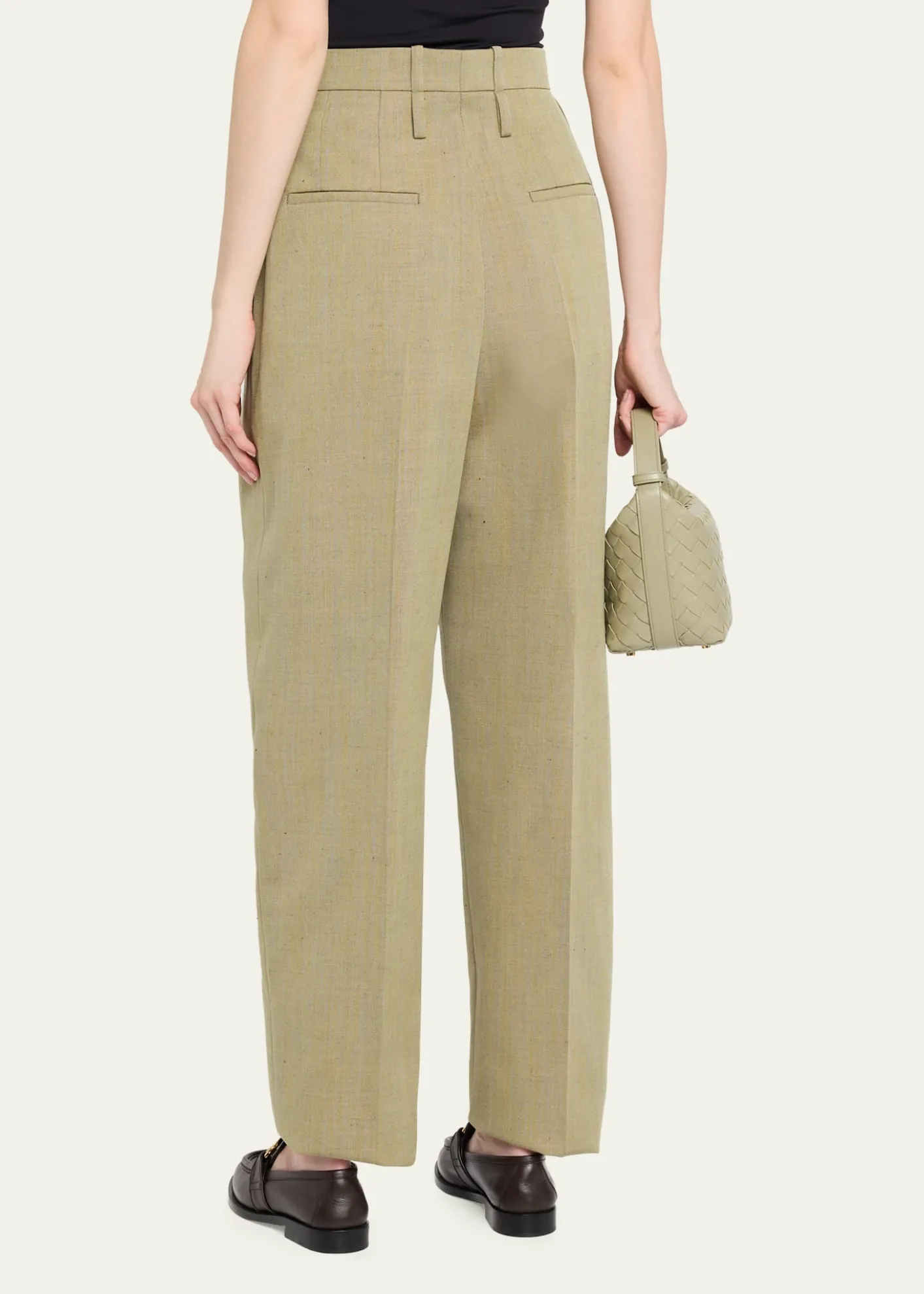 Bottega VenetaDouble-Pleated Wool Straight-Leg Trousers