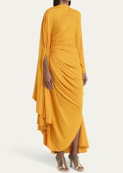 Bottega VenetaDraped Matte Viscose Jersey Cape Maxi Dress