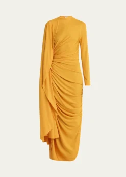 Bottega VenetaDraped Matte Viscose Jersey Cape Maxi Dress