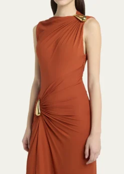 Bottega VenetaDrop Detail Gathered Matte Crepe Jersey Maxi Dress