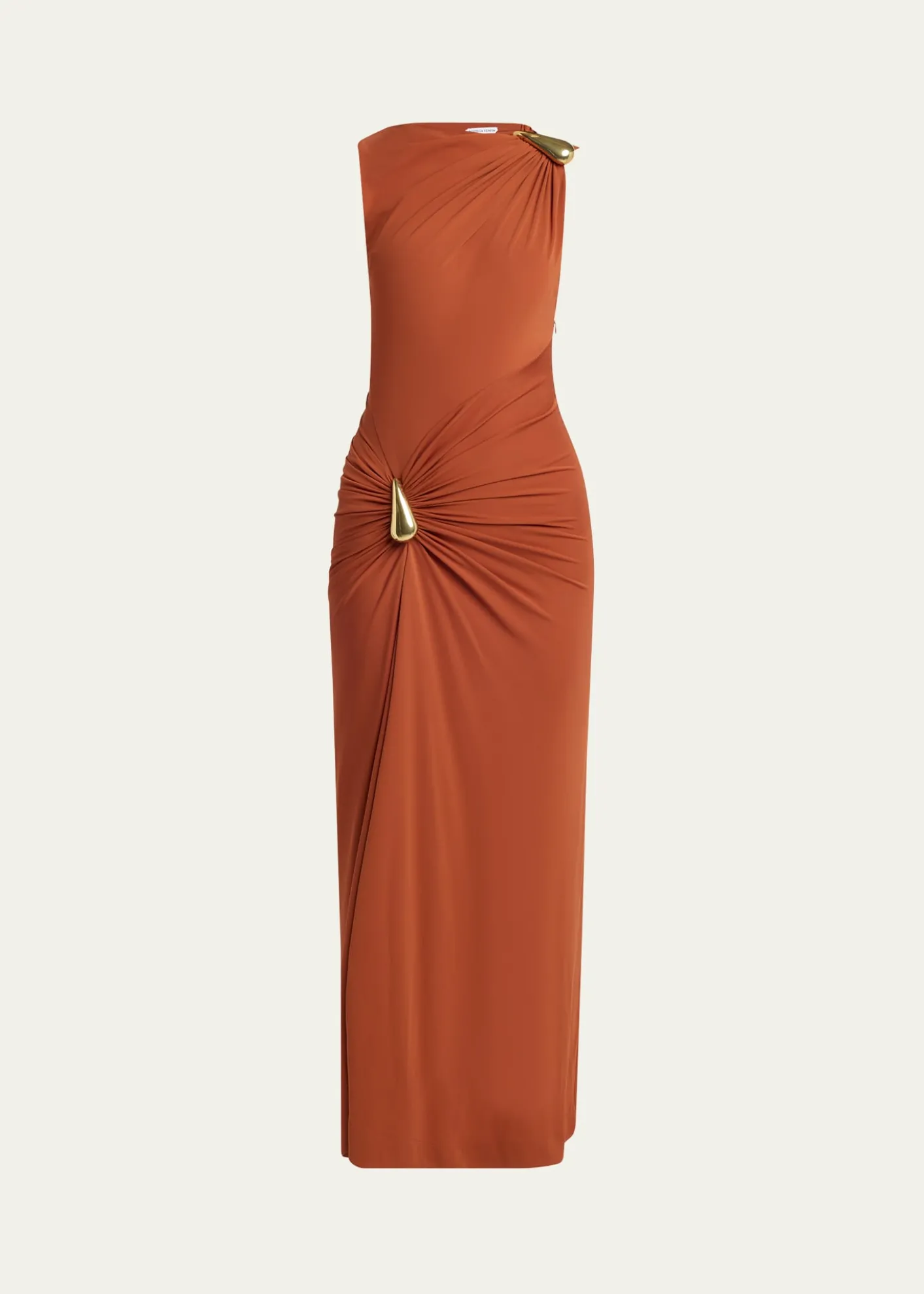 Bottega VenetaDrop Detail Gathered Matte Crepe Jersey Maxi Dress