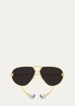 Bottega VenetaDrop 64mm Metal Aviator Sunglasses