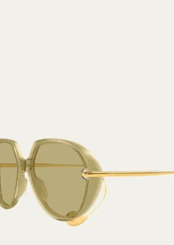 Bottega VenetaDrop 60mm Recycled Acetate Round Sunglasses