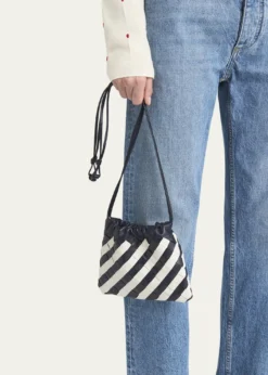 Bottega VenetaDustbag Small Striped Leather Pouch Crossbody Bag