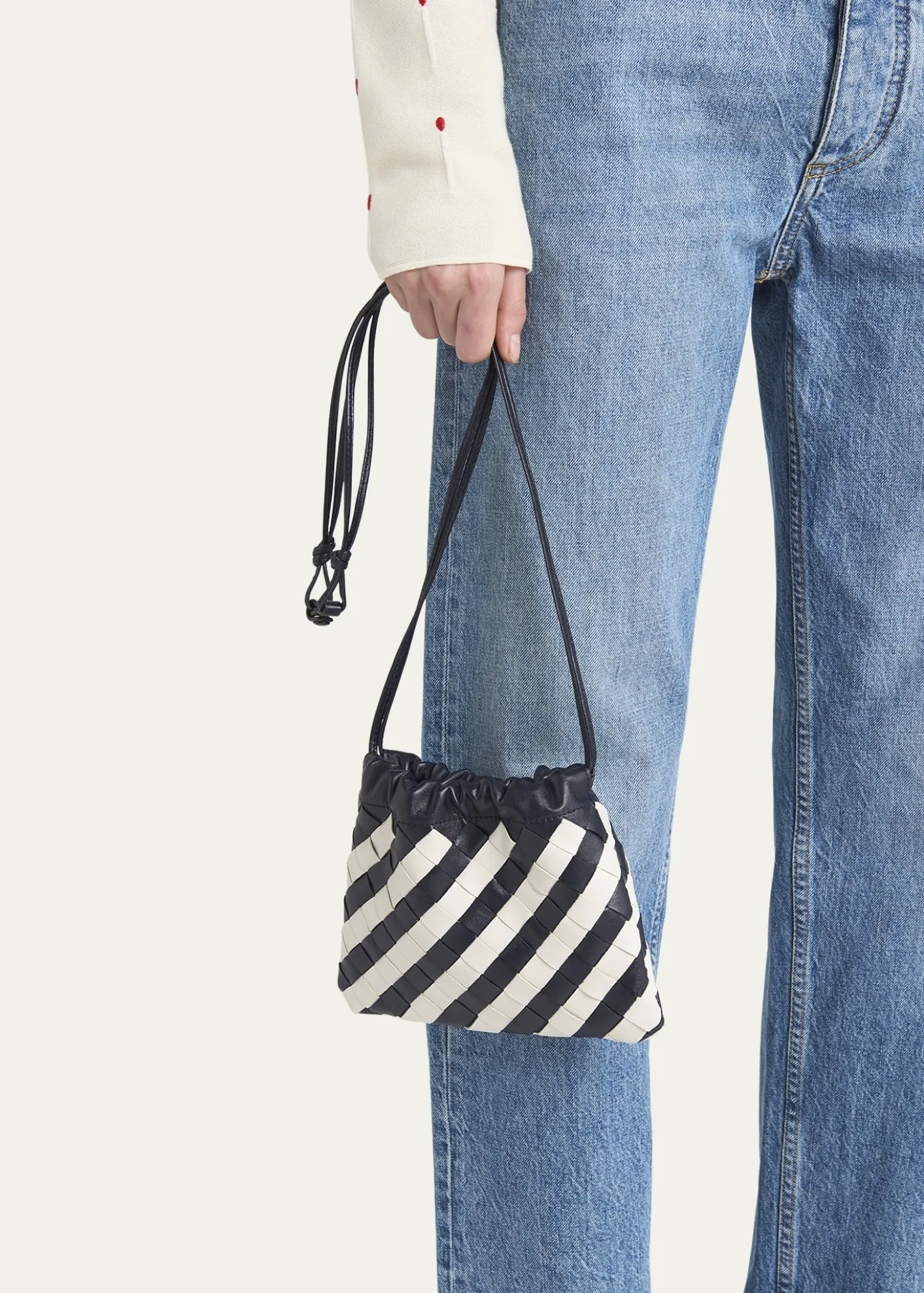 Bottega VenetaDustbag Small Striped Leather Pouch Crossbody Bag