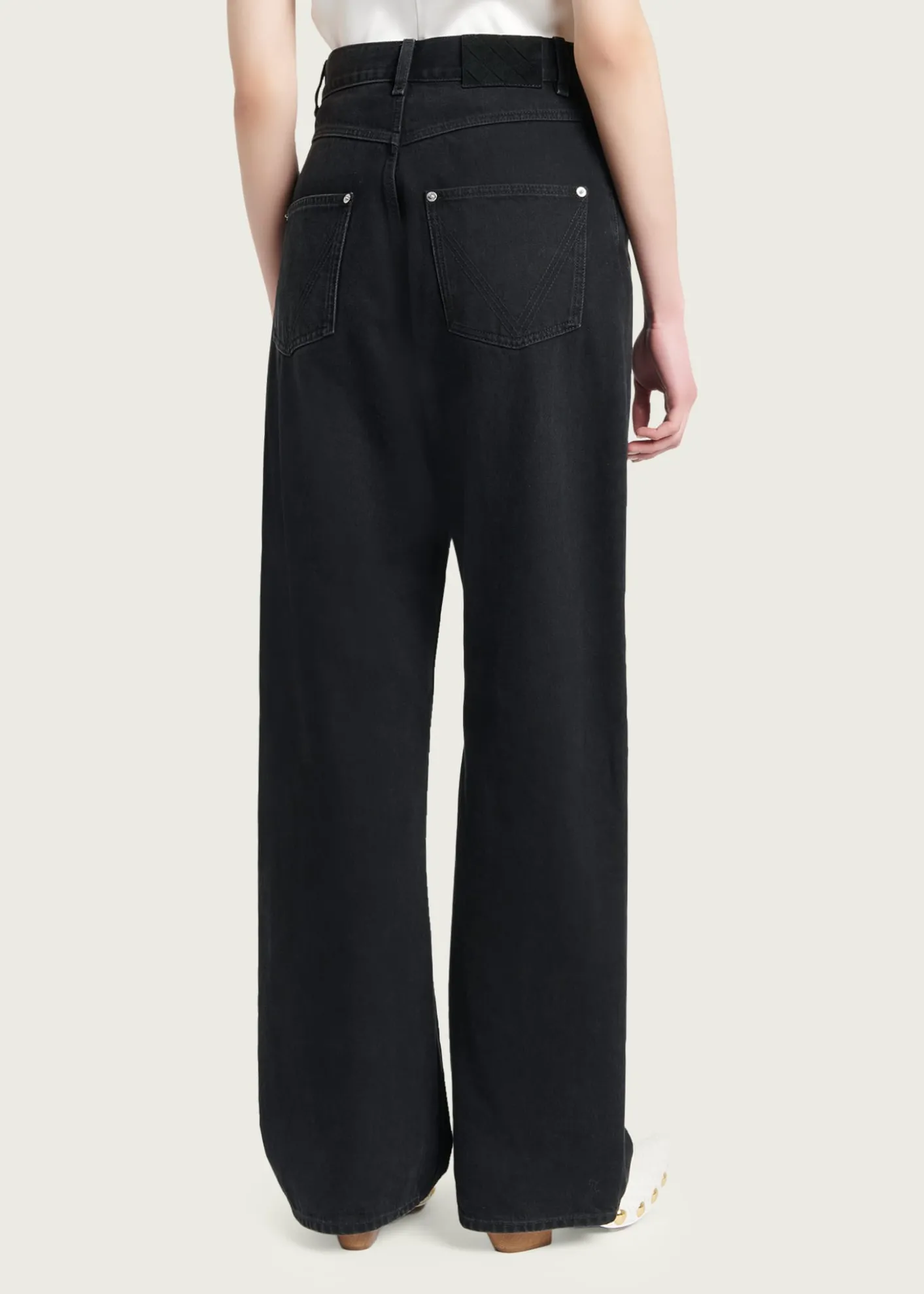Bottega VenetaFaded Black Denim Wide-Leg Jeans