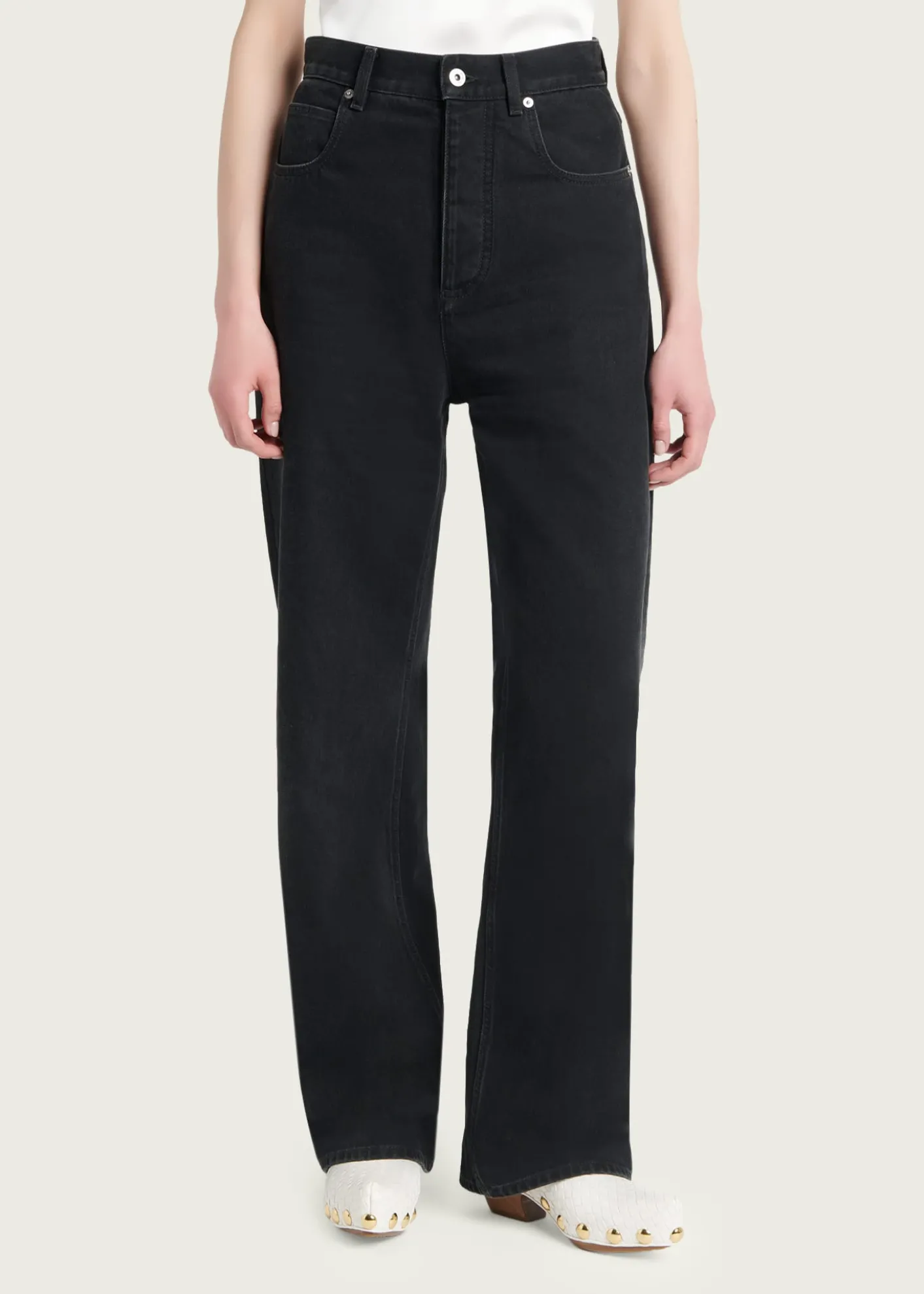 Bottega VenetaFaded Black Denim Wide-Leg Jeans