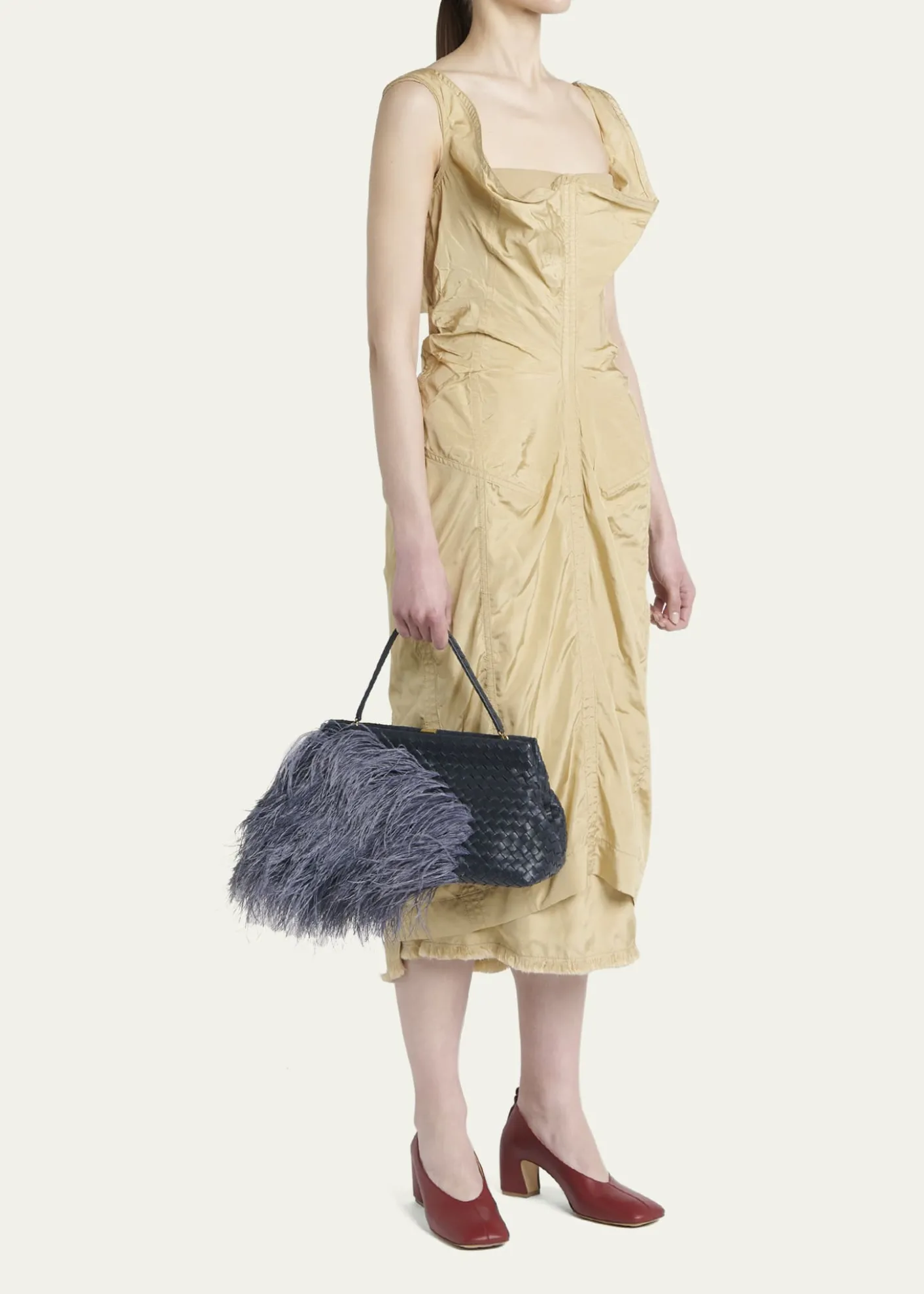 Bottega Veneta1998 Feather Leather Shoulder Bag