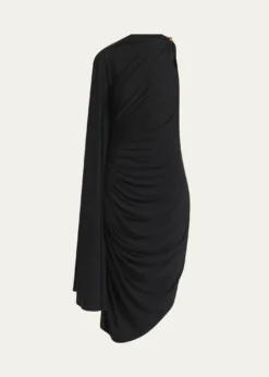 Bottega VenetaFrog Draped Matte Viscose Jersey Cape Dress
