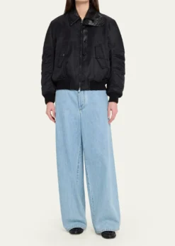 Bottega VenetaIntrecciato Collar Blouson Bomber Jacket