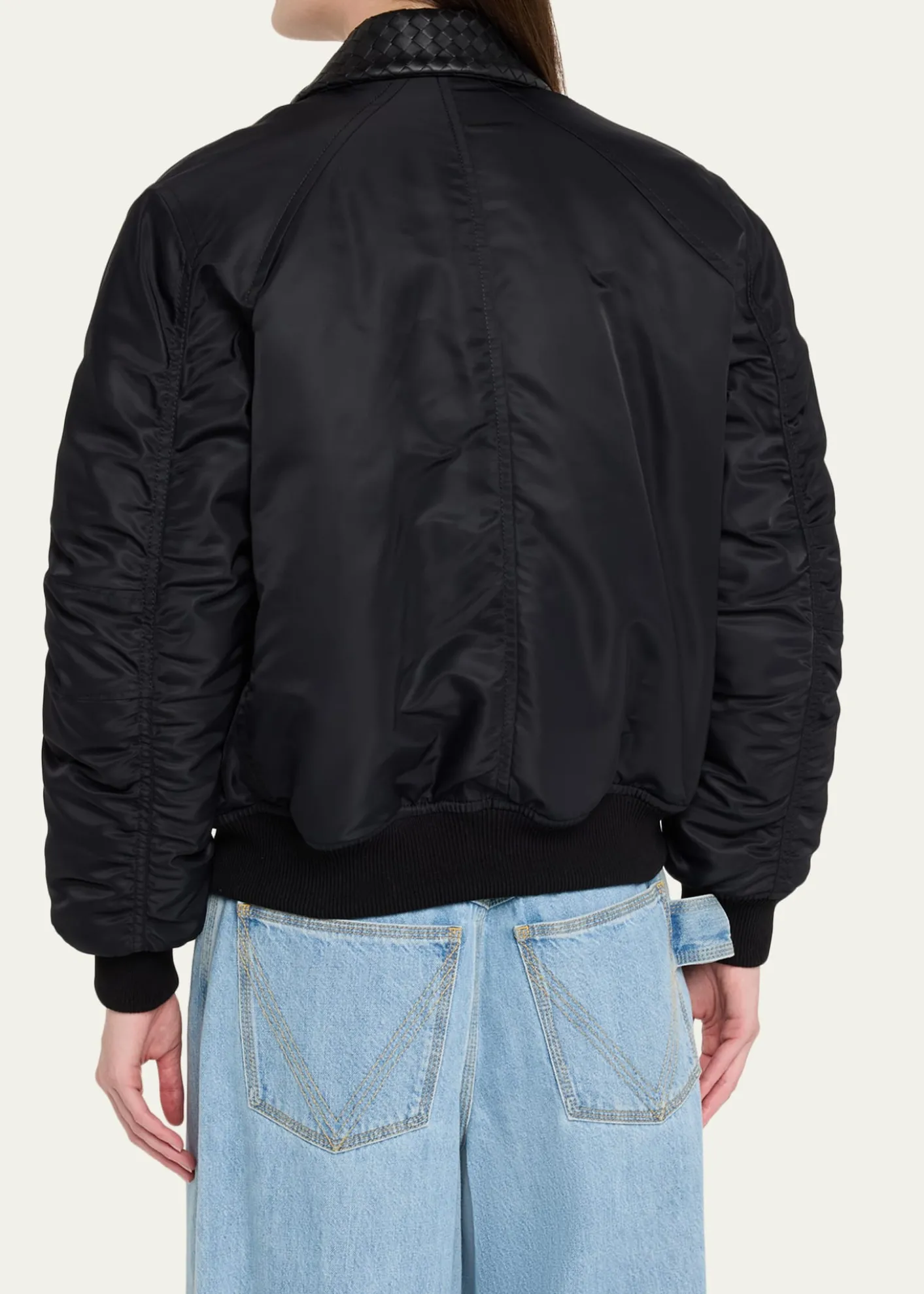 Bottega VenetaIntrecciato Collar Blouson Bomber Jacket