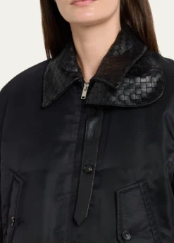 Bottega VenetaIntrecciato Collar Blouson Bomber Jacket