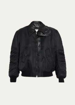 Bottega VenetaIntrecciato Collar Blouson Bomber Jacket