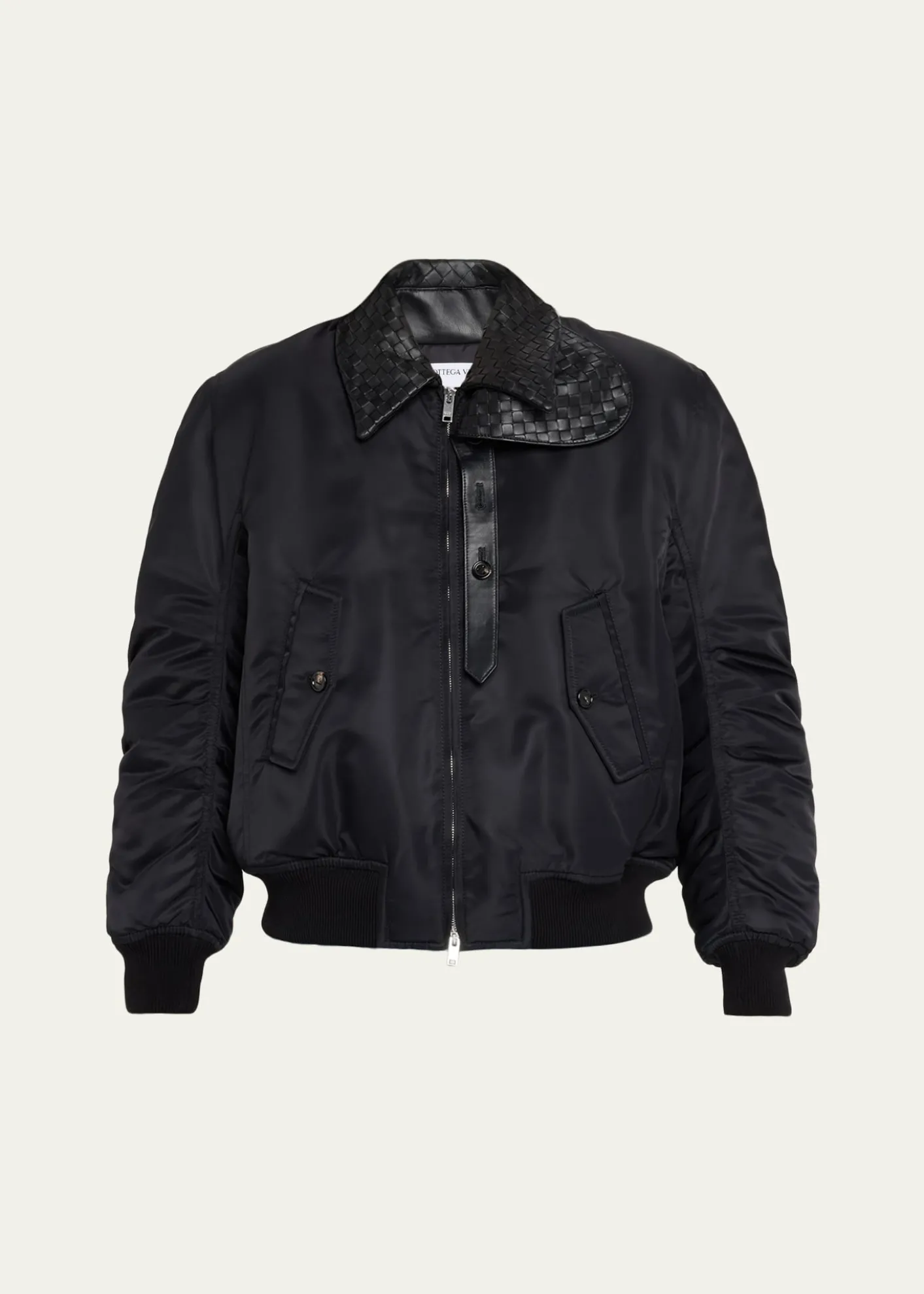 Bottega VenetaIntrecciato Collar Blouson Bomber Jacket