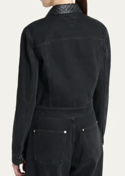 Bottega VenetaIntrecciato-Collar Faded Black Denim Jacket