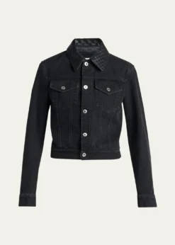 Bottega VenetaIntrecciato-Collar Faded Black Denim Jacket