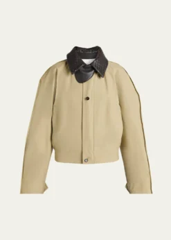 Bottega VenetaIntrecciato Collar Cotton Blouson Jacket