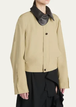Bottega VenetaIntrecciato Collar Cotton Blouson Jacket