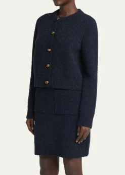Bottega VenetaKnot-Button Boucle Knit Cardigan