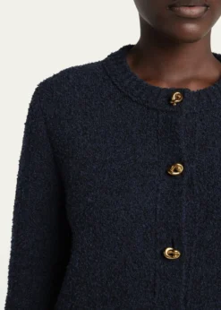 Bottega VenetaKnot-Button Boucle Knit Cardigan