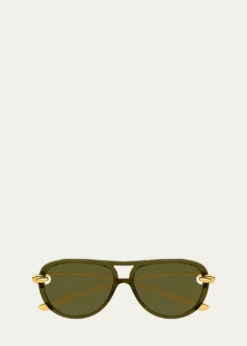 Bottega VenetaKnot 55mm Acetate & Metal Aviator Sunglasses