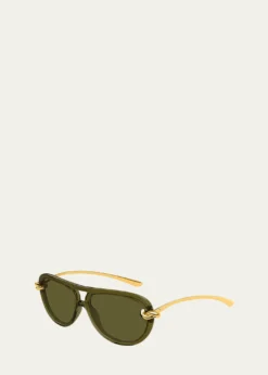 Bottega VenetaKnot 55mm Acetate & Metal Aviator Sunglasses