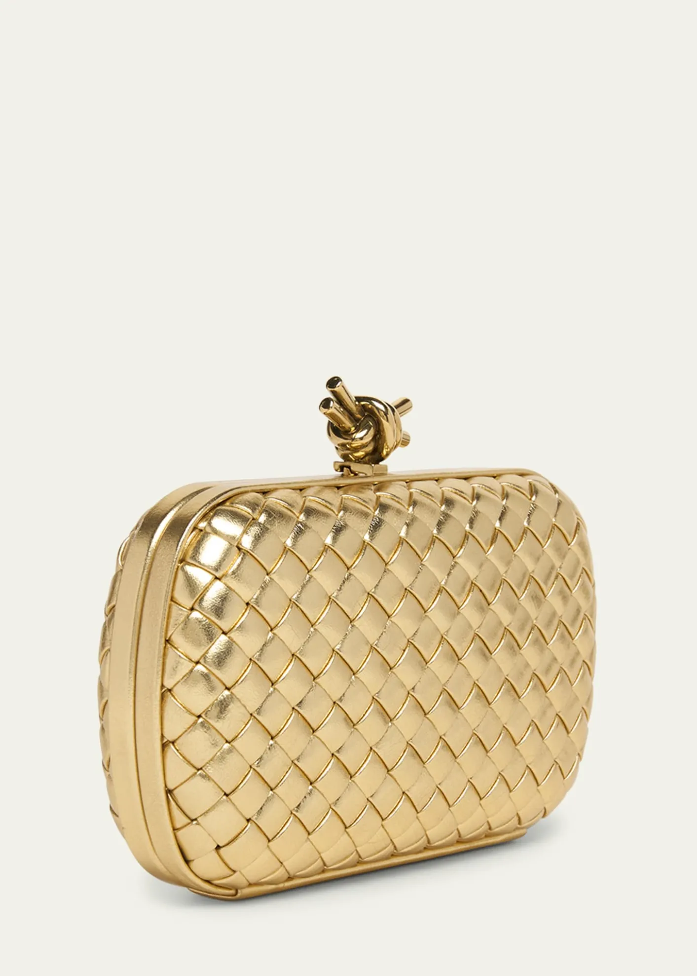 Bottega VenetaKnot Padded Metallic Leather Clutch Bag