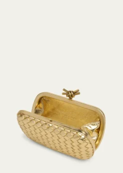 Bottega VenetaKnot Padded Metallic Leather Clutch Bag