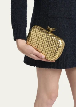 Bottega VenetaKnot Padded Metallic Leather Clutch Bag