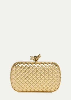 Bottega VenetaKnot Padded Metallic Leather Clutch Bag