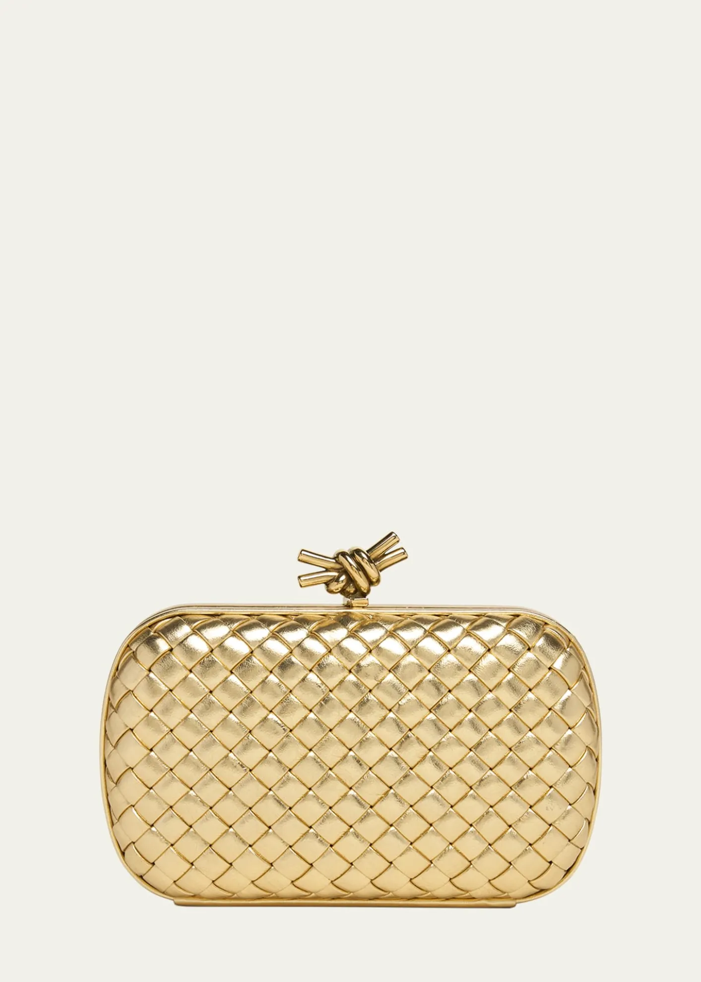 Bottega VenetaKnot Padded Metallic Leather Clutch Bag