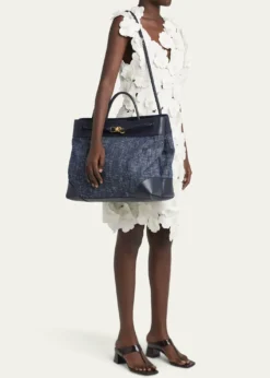 Bottega VenetaLarge Andiamo Denim Boucle Crossbody Bag