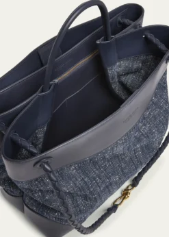 Bottega VenetaLarge Andiamo Denim Boucle Crossbody Bag
