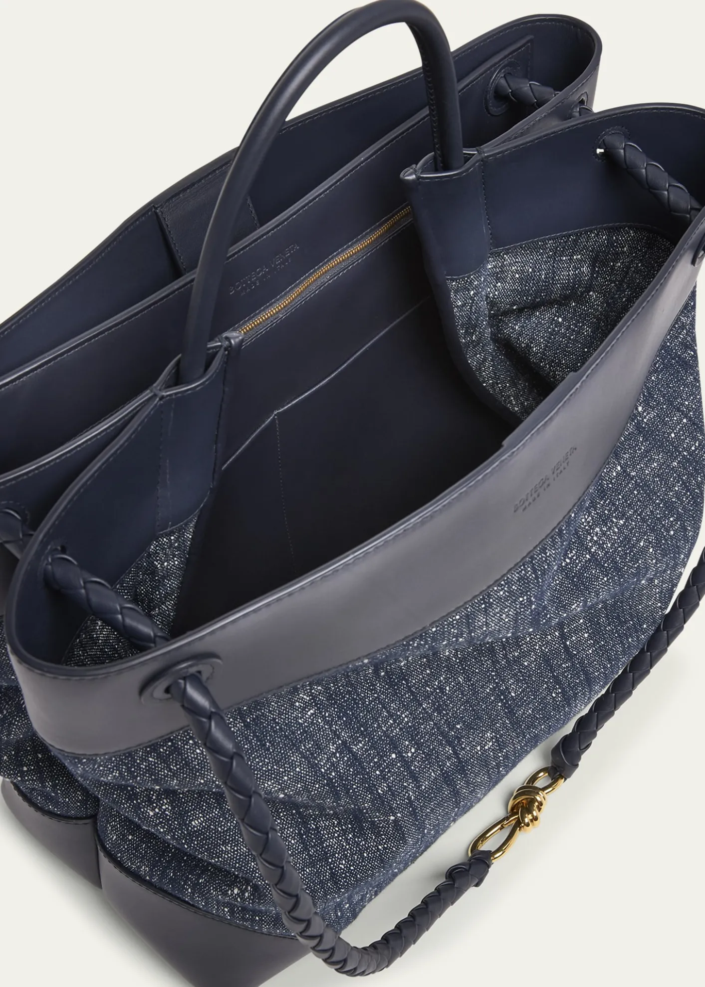 Bottega VenetaLarge Andiamo Denim Boucle Crossbody Bag
