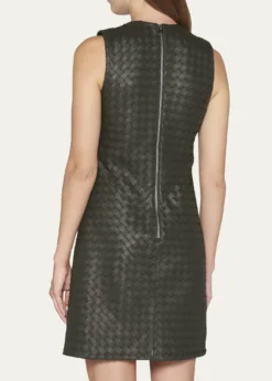 Bottega VenetaLeather Intrecciato Weave Mini Dress