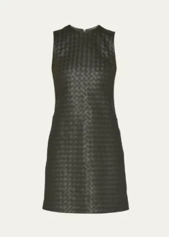 Bottega VenetaLeather Intrecciato Weave Mini Dress