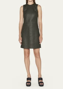 Bottega VenetaLeather Intrecciato Weave Mini Dress