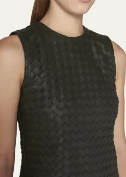 Bottega VenetaLeather Intrecciato Weave Mini Dress